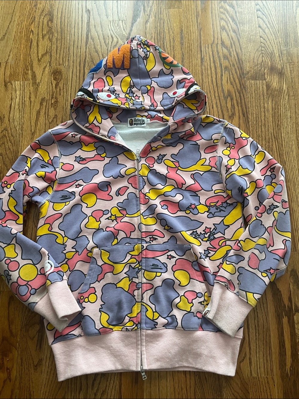 BAPE A Bathing Ape Pink Camouflage Multi-Print Zip Hoodie large